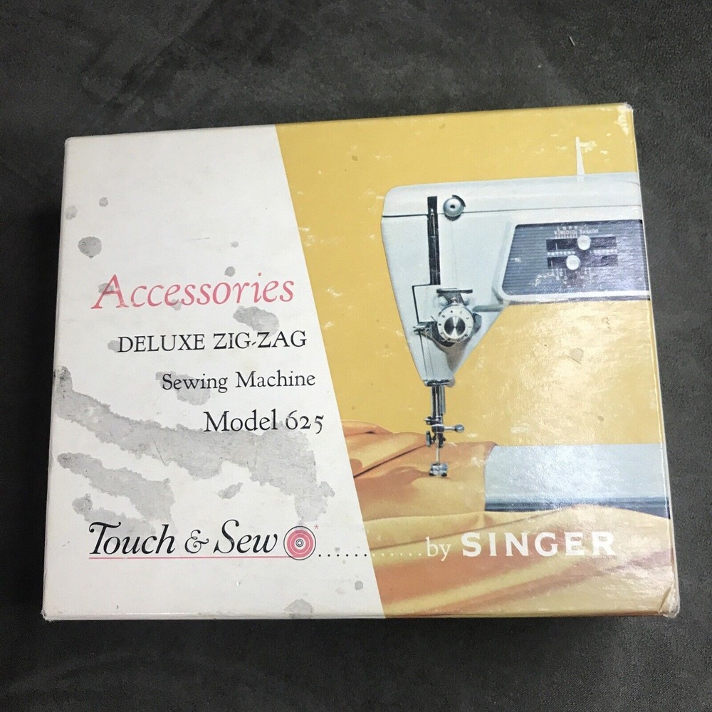 Vintage Singer Touch & Sew Model 625 Zig Zag Accessories Original Box‎ 161852